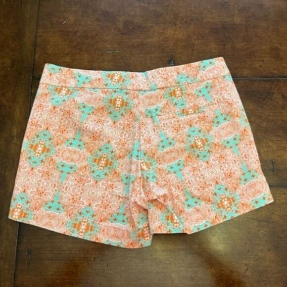 Kaeli Smith Chino Style Print Shorts Coral and Mint Medallion Design Size 4 - Picture 2 of 6